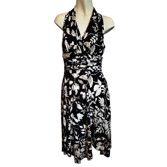 Dresses & Skirts - Evan Picone Women’s Black/Cream/Gray Floral Halter Dress size 4